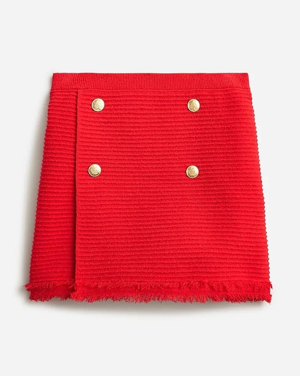 J. Crew Fine Bouclé High Rise Faux-Wrap Mini Sweater-Skirt Red Womens Size Small